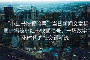 “小紅書快餐暗號”當日新聞文章標題，揭秘小紅書快餐暗號，一場數字化時代的社交新潮流