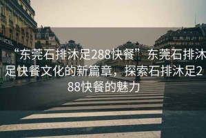 “東莞石排沐足288快餐”東莞石排沐足快餐文化的新篇章，探索石排沐足288快餐的魅力