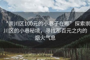 “崇川區100元的小巷子在哪”探索崇川區的小巷秘境，尋找那百元之內的煙火氣息