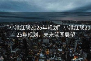 “小港紅聯2025年規劃”小港紅聯2025年規劃，未來藍圖展望
