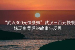 “武漢300元快餐妹”武漢三百元快餐妹現(xiàn)象背后的故事與反思