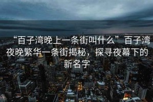 “百子灣晚上一條街叫什么”百子灣夜晚繁華一條街揭秘，探尋夜幕下的新名字