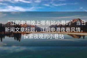 “江陰申港晚上哪有站小巷的”當日新聞文章標題，江陰申港夜巷風情，探索夜晚的小巷站