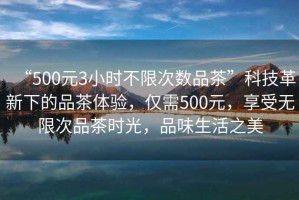 “500元3小時(shí)不限次數(shù)品茶”科技革新下的品茶體驗(yàn)，僅需500元，享受無(wú)限次品茶時(shí)光，品味生活之美