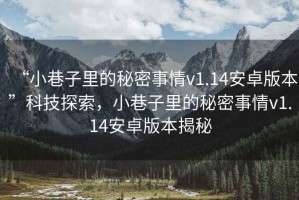“小巷子里的秘密事情v1.14安卓版本”科技探索，小巷子里的秘密事情v1.14安卓版本揭秘
