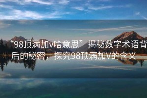 “98頂滿加v啥意思”揭秘?cái)?shù)字術(shù)語(yǔ)背后的秘密，探究98頂滿加V的含義