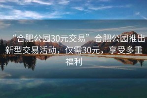 “合肥公園30元交易”合肥公園推出新型交易活動，僅需30元，享受多重福利