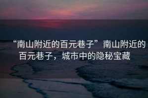“南山附近的百元巷子”南山附近的百元巷子，城市中的隱秘寶藏