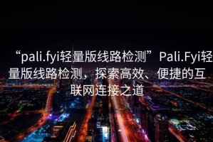 “pali.fyi輕量版線路檢測”Pali.Fyi輕量版線路檢測，探索高效、便捷的互聯網連接之道