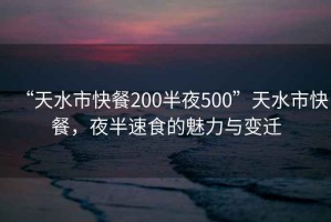 “天水市快餐200半夜500”天水市快餐，夜半速食的魅力與變遷