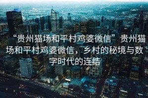 “貴州貓場和平村雞婆微信”貴州貓場和平村雞婆微信，鄉村的秘境與數字時代的連結