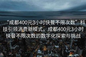 “成都400元3小時快餐不限次數”科技引領消費新模式，成都400元3小時快餐不限次數的數字化探索與挑戰