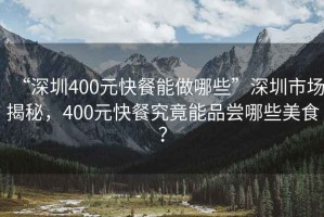 “深圳400元快餐能做哪些”深圳市場揭秘，400元快餐究竟能品嘗哪些美食？