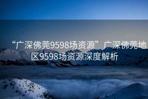 “廣深佛莞9598場資源”廣深佛莞地區9598場資源深度解析