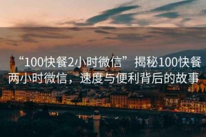 “100快餐2小時微信”揭秘100快餐兩小時微信，速度與便利背后的故事