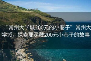 “常州大學城200元的小巷子”常州大學城，探索那深藏200元小巷子的故事