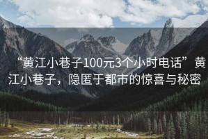 “黃江小巷子100元3個小時電話”黃江小巷子，隱匿于都市的驚喜與秘密