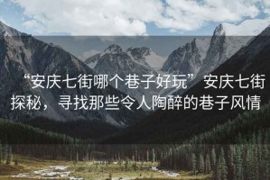 “安慶七街哪個巷子好玩”安慶七街探秘，尋找那些令人陶醉的巷子風情
