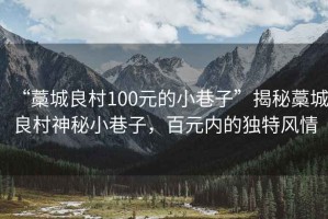 “藁城良村100元的小巷子”揭秘藁城良村神秘小巷子，百元內(nèi)的獨(dú)特風(fēng)情