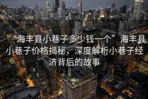 “海豐縣小巷子多少錢(qián)一個(gè)”海豐縣小巷子價(jià)格揭秘，深度解析小巷子經(jīng)濟(jì)背后的故事
