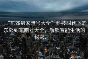 “東郊到家暗號(hào)大全”科技時(shí)代下的東郊到家暗號(hào)大全，解鎖智能生活的秘密之門