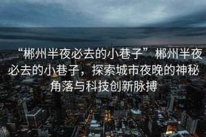 “郴州半夜必去的小巷子”郴州半夜必去的小巷子，探索城市夜晚的神秘角落與科技創新脈搏