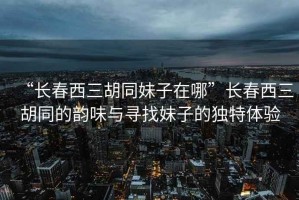 “長春西三胡同妹子在哪”長春西三胡同的韻味與尋找妹子的獨特體驗