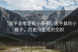 “連平縣哪里有小巷子”連平縣的小巷子，歷史與生活的交織