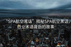 “SPA航空黑話”揭秘SPA航空黑話，行業(yè)術(shù)語背后的故事