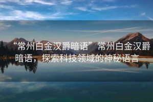 “常州白金漢爵暗語”常州白金漢爵暗語,探索科技領域的神秘語言 “常州白金漢爵暗語”常州白金漢爵暗語,探索科技領域的神秘語言
