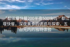 “都江堰快餐200半夜500塊錢”都江堰快餐，深夜美食的誘惑與探索，五百元內(nèi)的獨特體驗