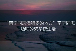 “南寧同志酒吧多的地方”南寧同志酒吧的繁華夜生活