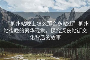 “柳州站晚上怎么那么多站街”柳州站夜晚的繁華現象，探究深夜站街文化背后的故事