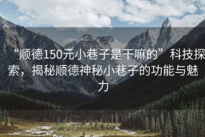 “順德150元小巷子是干嘛的”科技探索，揭秘順德神秘小巷子的功能與魅力