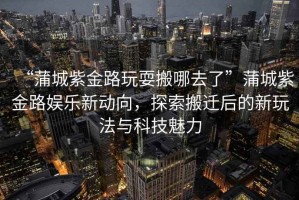 “蒲城紫金路玩耍搬哪去了”蒲城紫金路娛樂新動向，探索搬遷后的新玩法與科技魅力