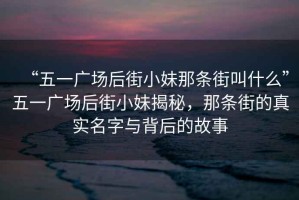 “五一廣場后街小妹那條街叫什么”五一廣場后街小妹揭秘，那條街的真實名字與背后的故事