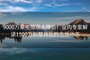9000萬豪宅驚現大降價！業內專家解讀1500萬別墅背后的市場動態