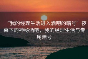 “我的經理生活進入酒吧的暗號”夜幕下的神秘酒吧，我的經理生活與專屬暗號