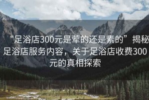 “足浴店300元是葷的還是素的”揭秘足浴店服務內容，關于足浴店收費300元的真相探索