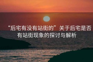 “后宅有沒有站街的”關(guān)于后宅是否有站街現(xiàn)象的探討與解析