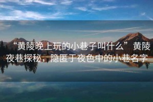 “黃陵晚上玩的小巷子叫什么”黃陵夜巷探秘，隱匿于夜色中的小巷名字