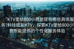 “KTV里給800小費能提供哪些具體服務?科技賦能KTV，探索KTV里給800小費所能提供的個性化服務體驗
