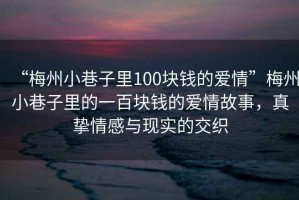 “梅州小巷子里100塊錢的愛情”梅州小巷子里的一百塊錢的愛情故事，真摯情感與現(xiàn)實(shí)的交織