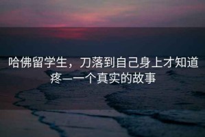哈佛留學(xué)生，刀落到自己身上才知道疼—一個(gè)真實(shí)的故事