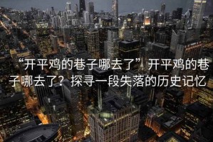 “開平雞的巷子哪去了”開平雞的巷子哪去了？探尋一段失落的歷史記憶