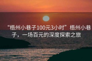 “梧州小巷子100元3小時”梧州小巷子，一場百元的深度探索之旅