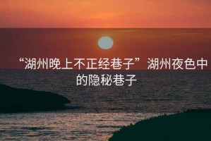 “湖州晚上不正經(jīng)巷子”湖州夜色中的隱秘巷子