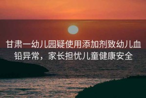甘肅一幼兒園疑使用添加劑致幼兒血鉛異常，家長擔憂兒童健康安全
