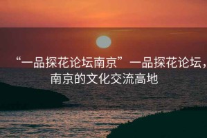 “一品探花論壇南京”一品探花論壇，南京的文化交流高地