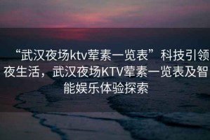 “武漢夜場ktv葷素一覽表”科技引領夜生活，武漢夜場KTV葷素一覽表及智能娛樂體驗探索